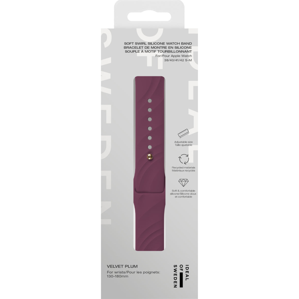 Apple Watch (38/40/SE/41/42mm) iDeal of Sweden Soft Swirl Silicone Watch Strap - Size S/M - Velvet Plum