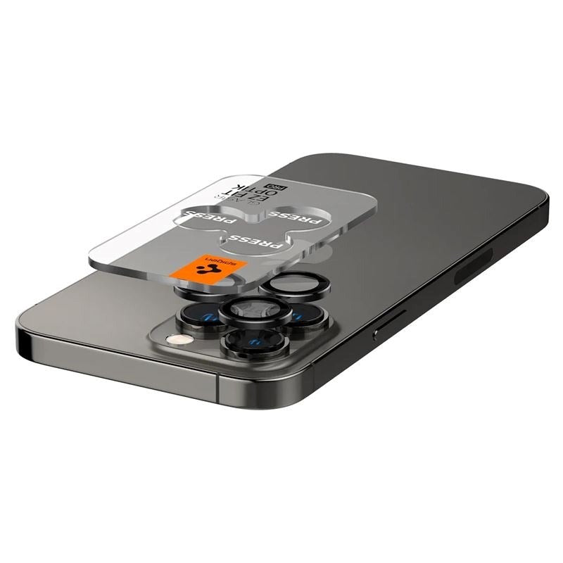 iPhone 17 Pro / 17 Pro Max / 16 Pro / 16 Pro Max / 15 Pro / 15 Pro Max / 14 Pro / 14 Pro Max Spigen EZ Fit. tR Optik Pro Camera Lens Protection - 2 pcs - Transparent / Black