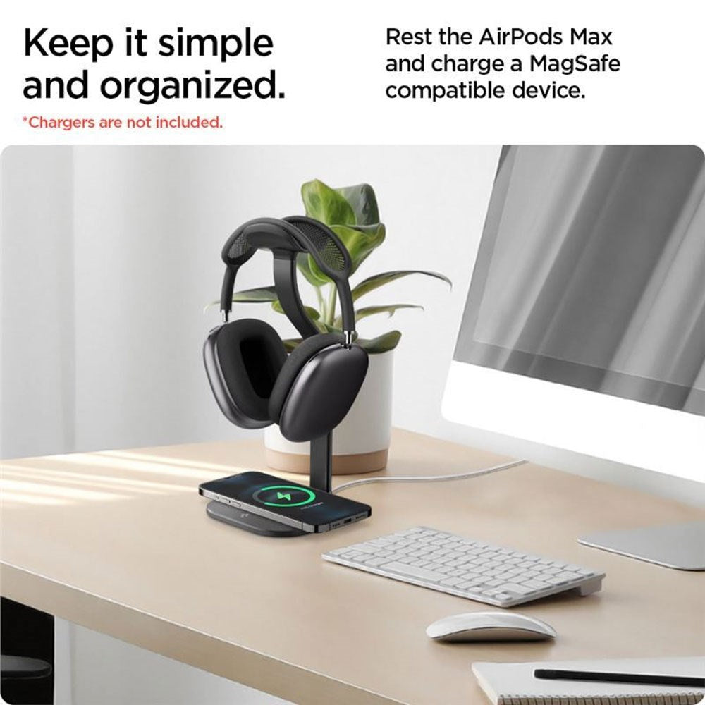 Spigen Charging Stand for Mobile & AirPods Max - MagSafe Compatible - Black