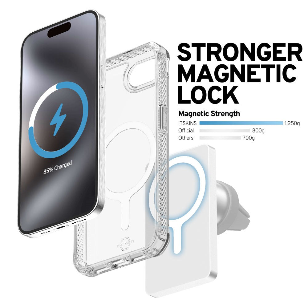 iPhone 16e ITSKINS Hybrid MagClear Case - MagSafe Compatible - Transparent