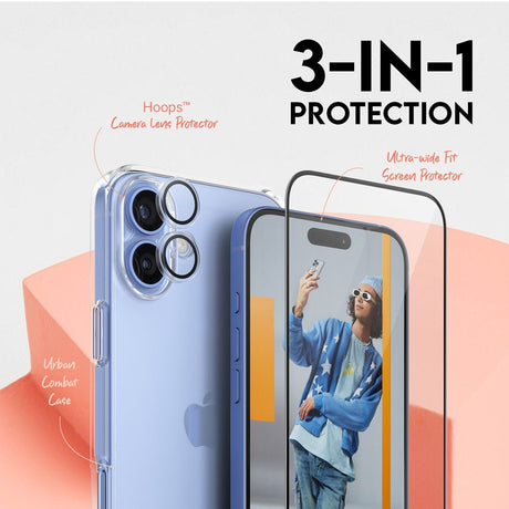 CARE By PanzerGlass iPhone 16 Plus 3-i-1 FLAGSHIP Bundle - Screen Protector (UWF) / Case / Camera Protection - Transparent