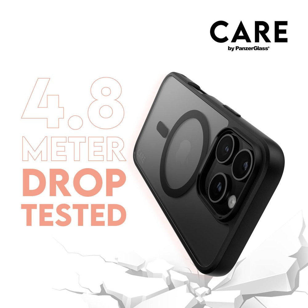 CARE By PanzerGlass iPhone 16 Pro 3-i-1 FLAGSHIP MagSafe Bundle - Privacy Screen Protector (UWF) / Case / Camera Protection - Transparent / Black