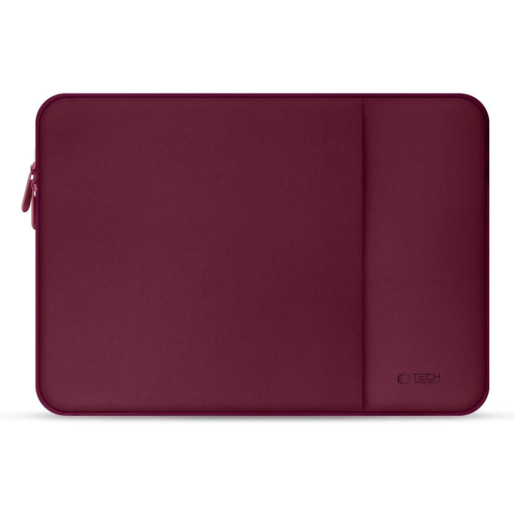 Tech-Protect MacBook / Laptop Neoprene Sleeve 15-16" (36.5 x 25.5 cm) w. Extra Pocket - - Burgundy