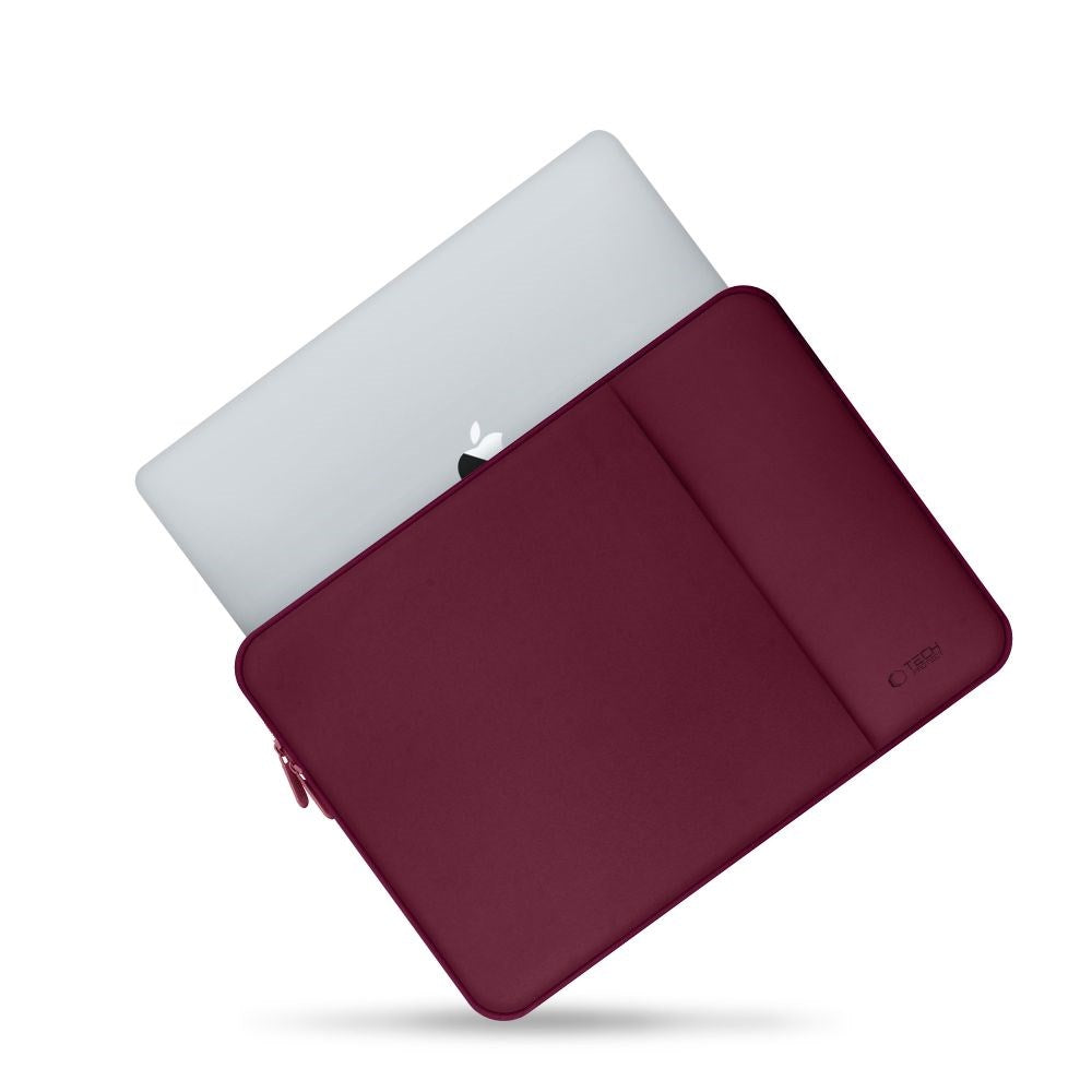 Tech-Protect MacBook / Laptop Neoprene Sleeve 13" (33.5 x 22.5 cm) w. Extra Pocket - - Burgundy