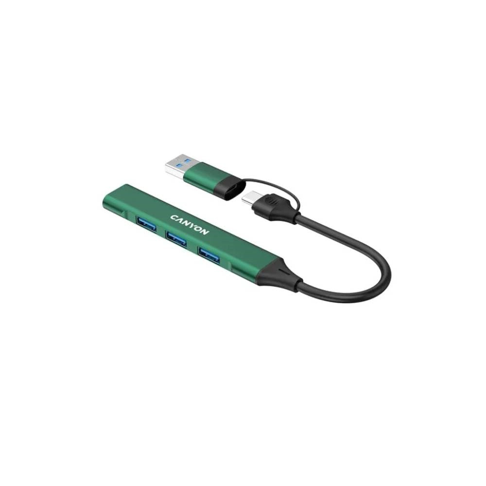 Canyon DS-02 4-in-1 USB-A/C Hub - Green
