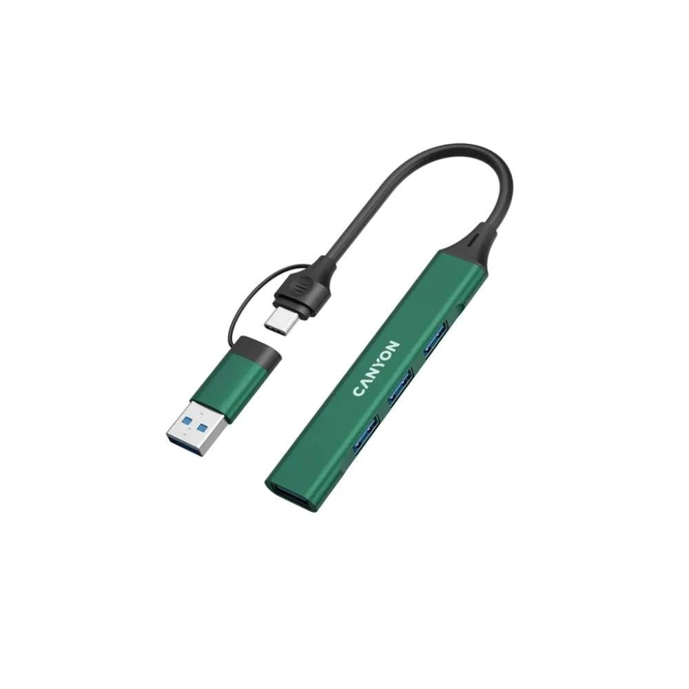Canyon DS-02 4-in-1 USB-A/C Hub - Green