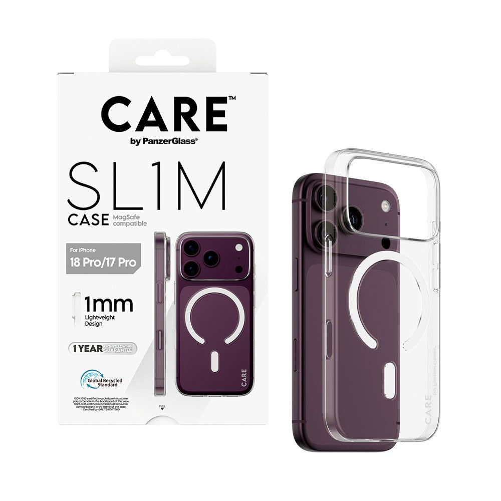 iPhone 18 Pro / 17 Pro CARE by PanzerGlass SL1M Case - MagSafe Compatible - Transparent