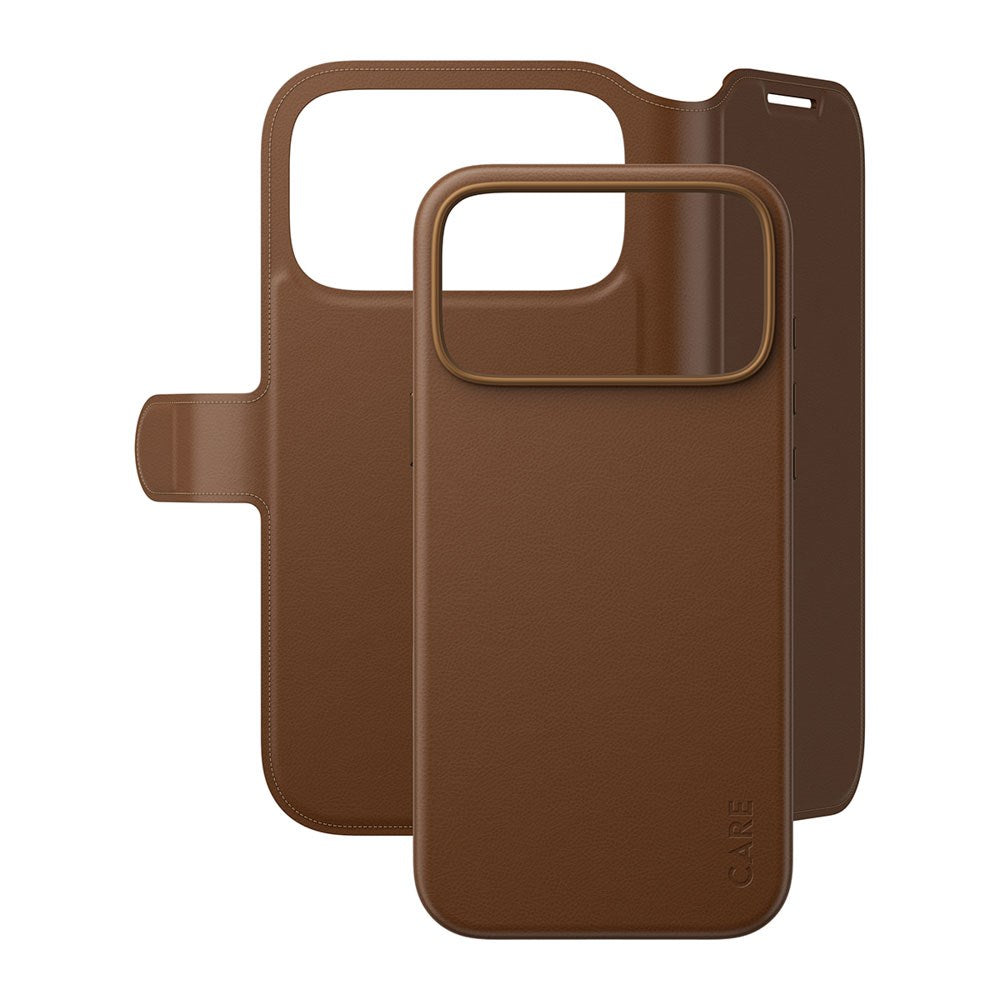 iPhone 18 Pro Max / 17 Pro Max CARE by PanzerGlass Feature Tango 2-in-1 Flip Case with Wallet - MagSafe Compatible - Brown