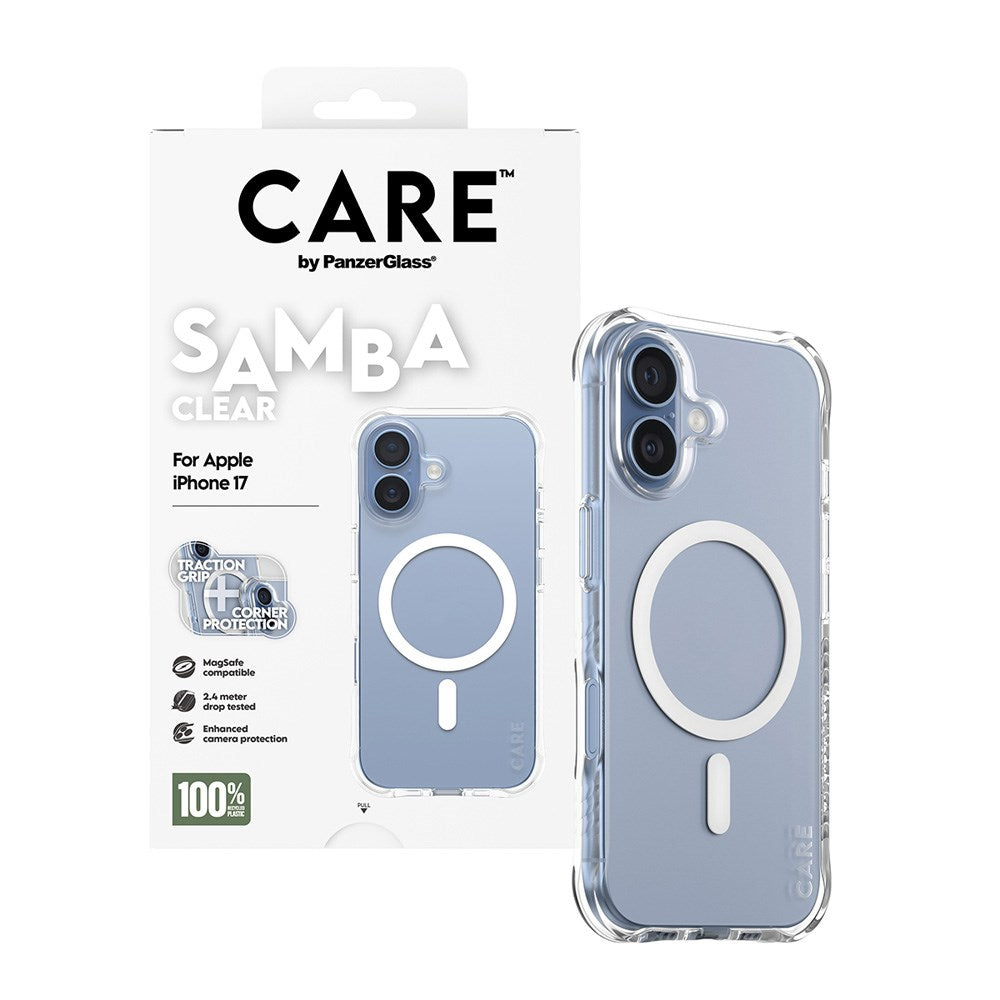 CARE by PanzerGlass iPhone 17 Fashionable Samba Case - MagSafe Compatible - Transparent