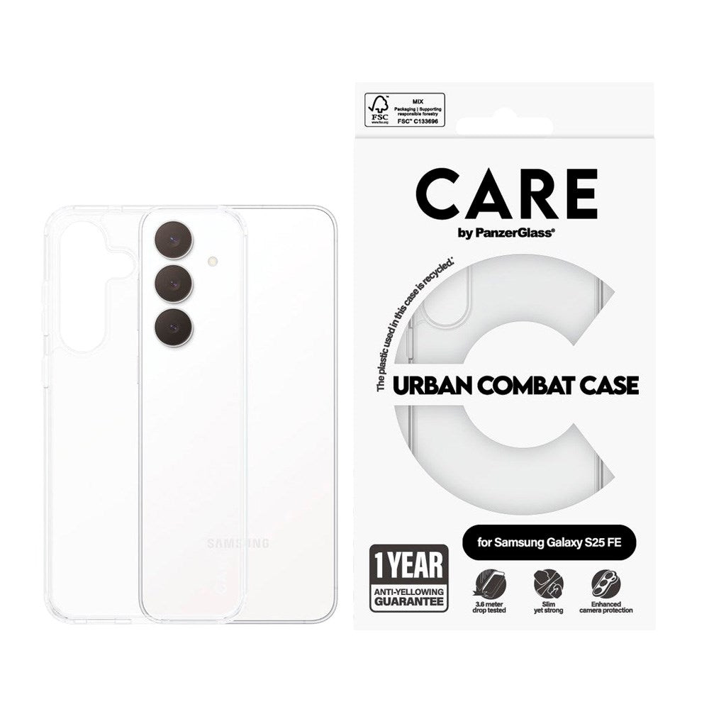 CARE by PanzerGlass Samsung Galaxy S25 FE FLAGSHIP Urban Combat Case - Transparent