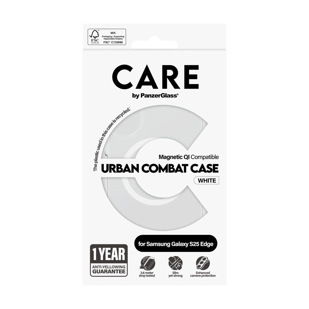 CARE by PanzerGlass Samsung Galaxy S25 Edge FLAGSHIP Urban Combat Case - MagSafe Compatible - Transparent / White