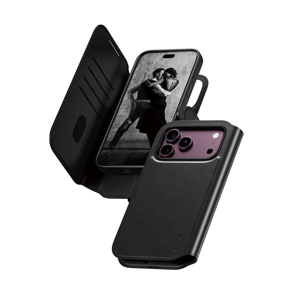 iPhone 18 Pro Max / 17 Pro Max CARE by PanzerGlass Feature Tango 2-in-1 Flip Case with Wallet - MagSafe Compatible - Black