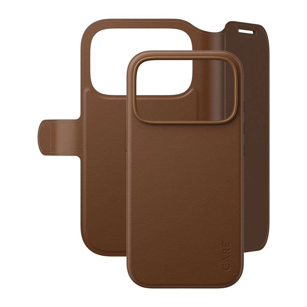 iPhone 18 Pro / 17 Pro CARE by PanzerGlass Feature Tango 2-in-1 Flip Case with Wallet - MagSafe Compatible - Brown