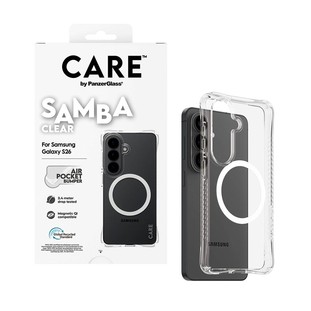 Samsung Galaxy S26 CARE by PanzerGlass Fashionable Samba Case - Qi Compatible - Transparent