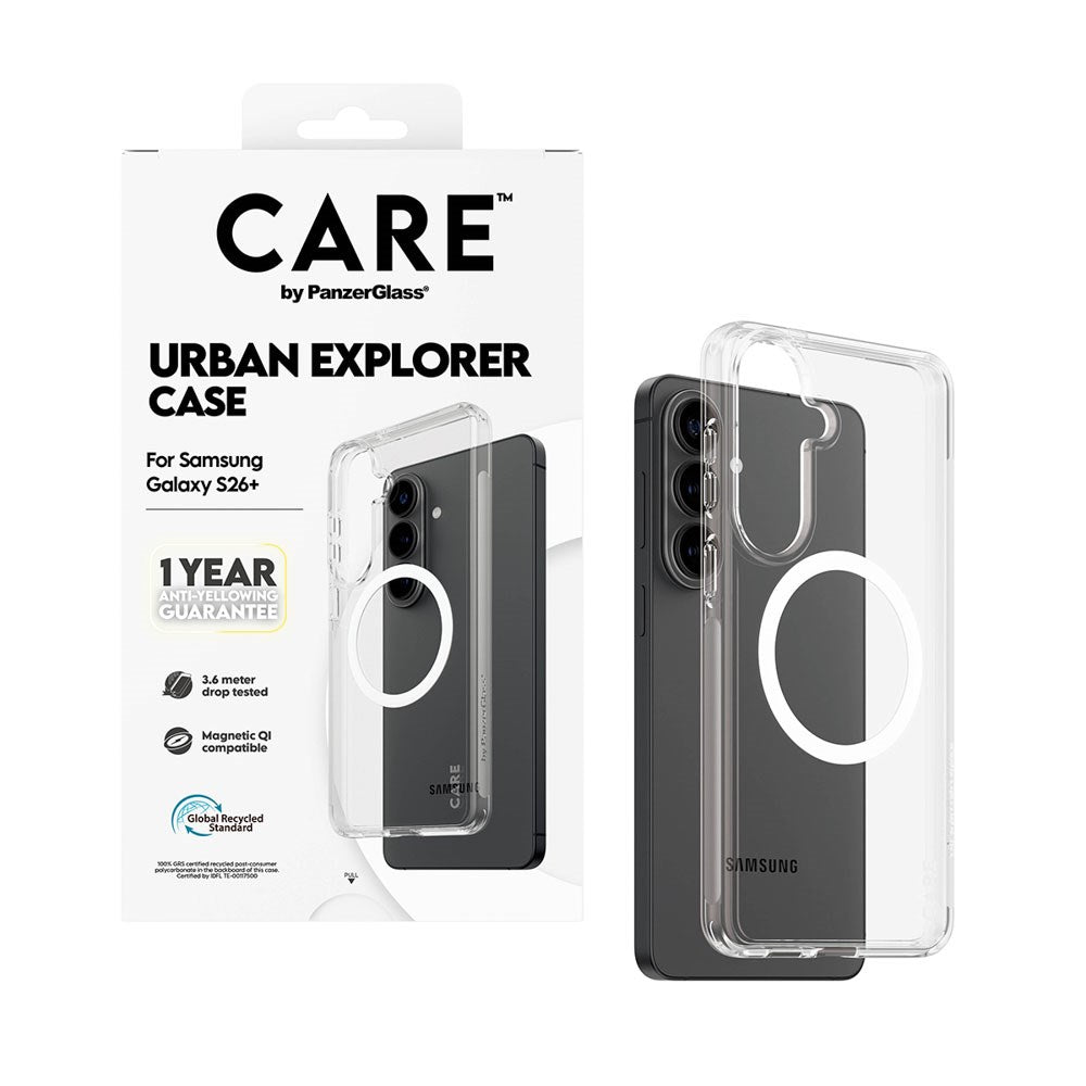 Samsung Galaxy S26+ (Plus) CARE by PanzerGlass Urban Explorer Case - Qi Compatible - Transparent / White