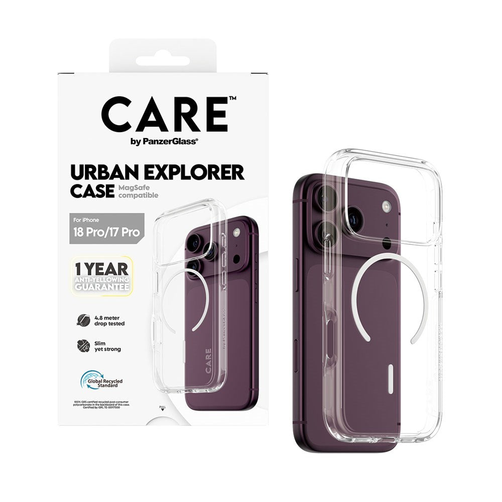 iPhone 18 Pro / 17 Pro CARE by PanzerGlass FLAGSHIP Urban Explorer Case - MagSafe Compatible - Transparent / White