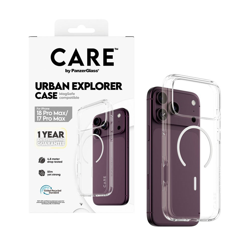 iPhone 18 Pro Max / 17 Pro Max CARE by PanzerGlass FLAGSHIP Urban Explorer Case - MagSafe Compatible - Transparent / White