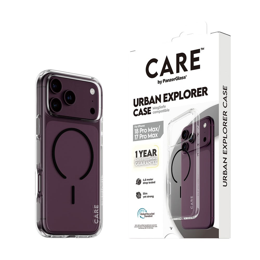 iPhone 18 Pro Max / 17 Pro Max CARE by PanzerGlass FLAGSHIP Urban Explorer Case - MagSafe Compatible - Transparent / Black