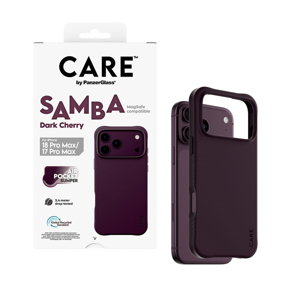 iPhone 18 Pro Max / 17 Pro Max CARE by PanzerGlass Fashionable Samba Case - MagSafe Compatible - Dark Cherry