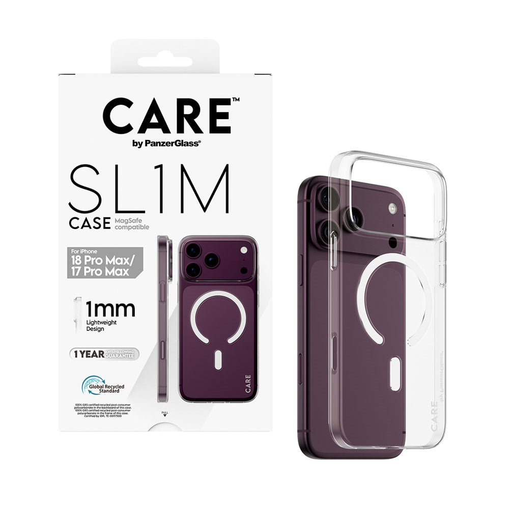 iPhone 18 Pro Max / 17 Pro Max CARE by PanzerGlass SL1M Case - MagSafe Compatible - Transparent