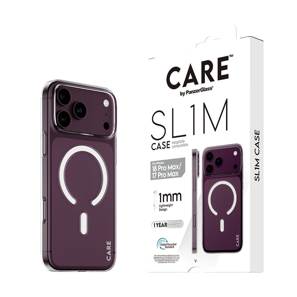 iPhone 18 Pro Max / 17 Pro Max CARE by PanzerGlass SL1M Case - MagSafe Compatible - Transparent
