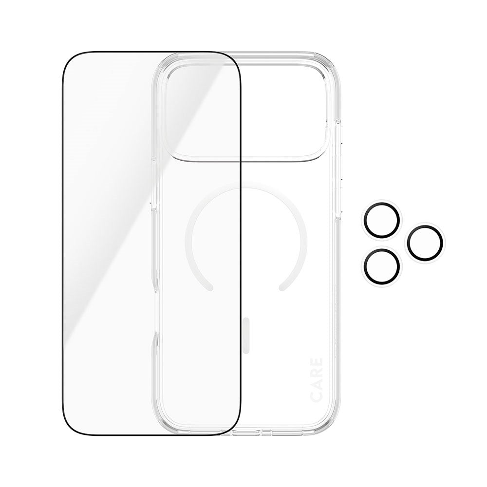 iPhone 18 Pro Max CARE By PanzerGlass 3-i-1 FLAGSHIP Bundle - Screen Protector (UWF) / Case / Camera Protection - Transparent