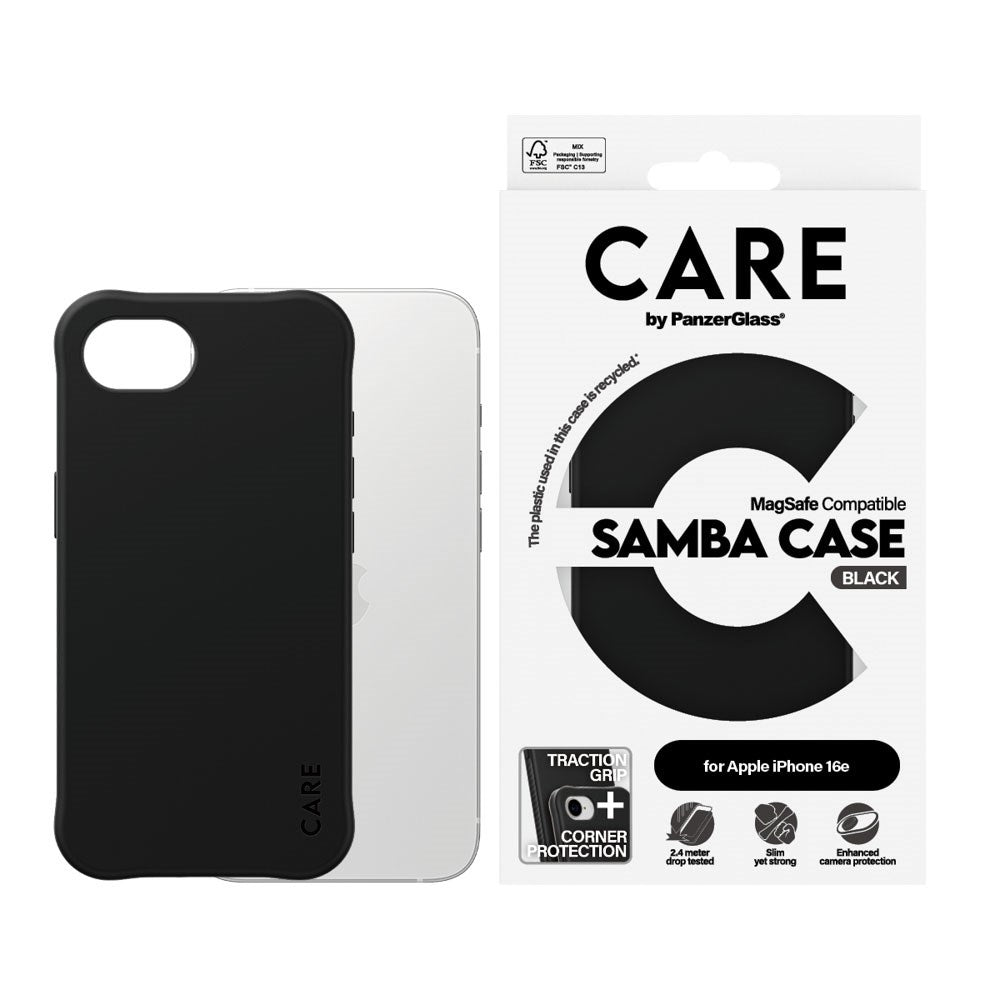 CARE by PanzerGlass iPhone 17e / 16e Fashionable Samba Case - MagSafe Compatible - Black