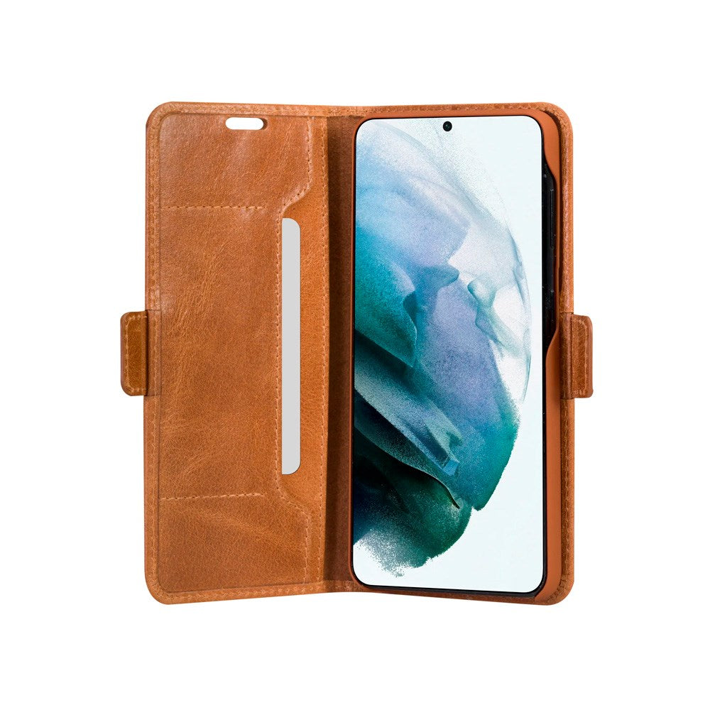 Samsung Galaxy S21 FE dbramante1928 Copenhagen Slim Genuine Leather Flip Case with Wallet - Tan