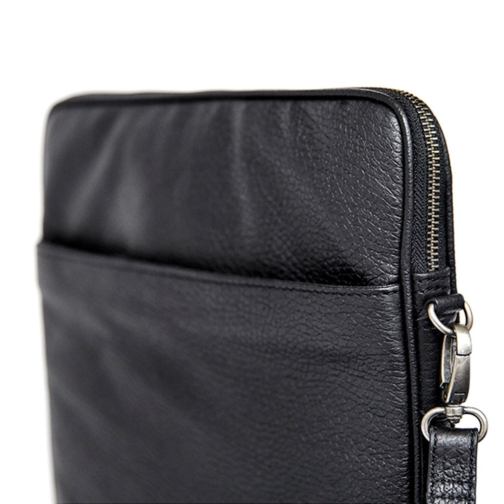 CURRO Real Leather Messenger Bag 14-15" - Black