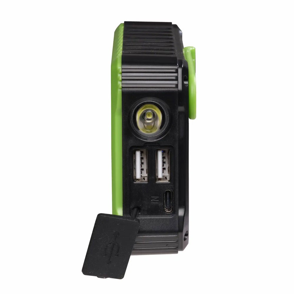 Denver PSO-10012 Solar PowerBank with Hand Crank & Flashlight - 10.000 mAh - Black / Green