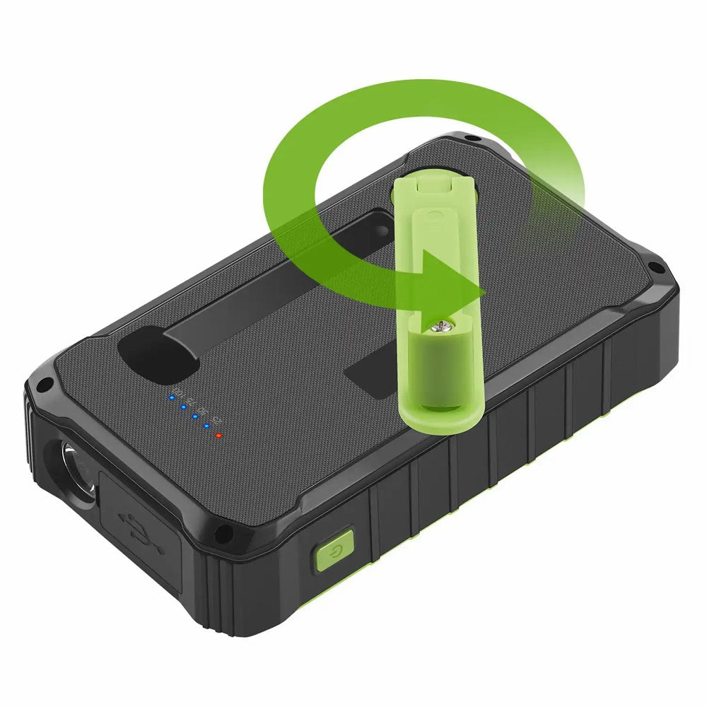 Denver PSO-10012 Solar PowerBank with Hand Crank & Flashlight - 10.000 mAh - Black / Green