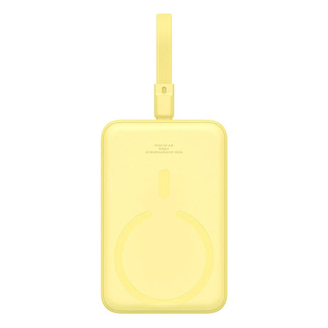Baseus Magnetic Qi Powerbank 20W w. USB-C Cable & Built-in Lightning Cable - 10,000 mAh - MagSafe Compatible - Yellow