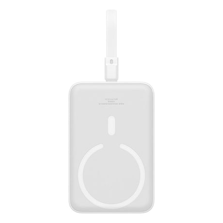 Baseus Magnetic Qi Powerbank 20W w. USB-C Cable & Built-in Lightning Cable - 10,000 mAh - MagSafe Compatible - White