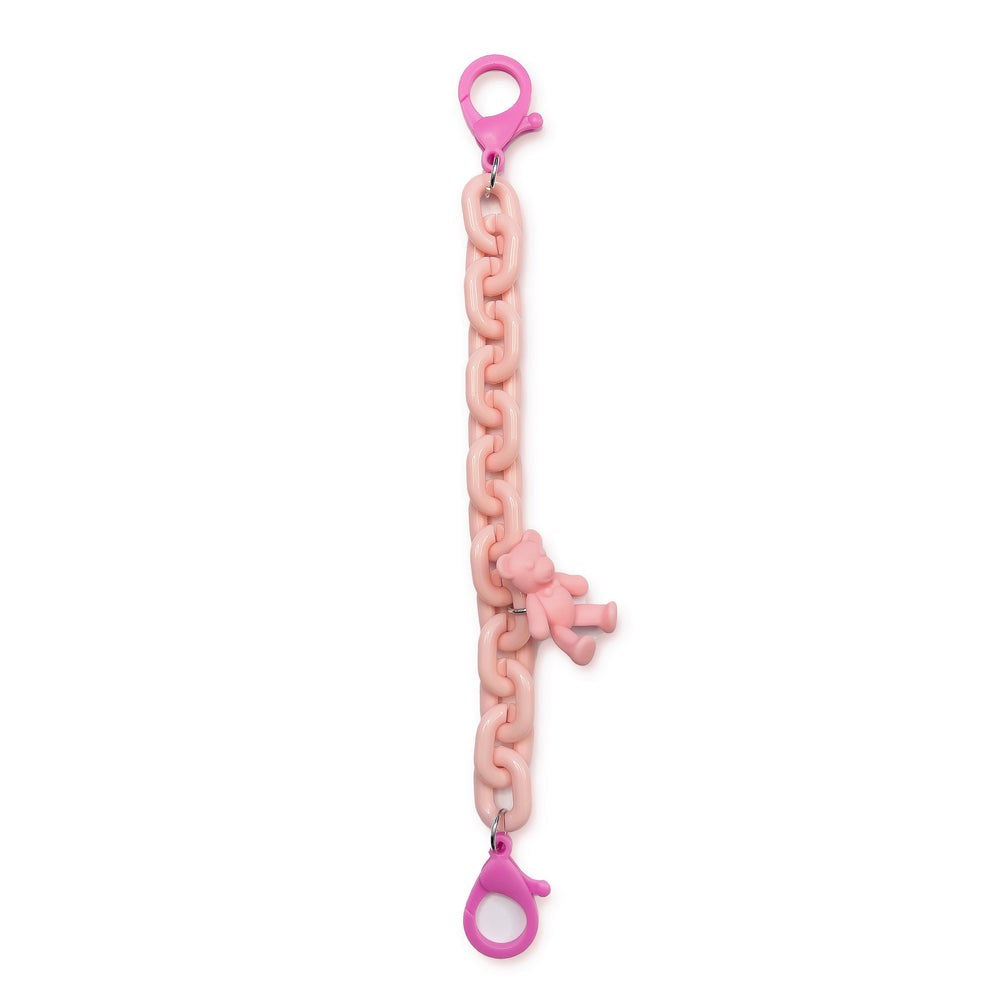 Smartphone / AirTag Chain with Teddy Bear & Carabiner - Pink