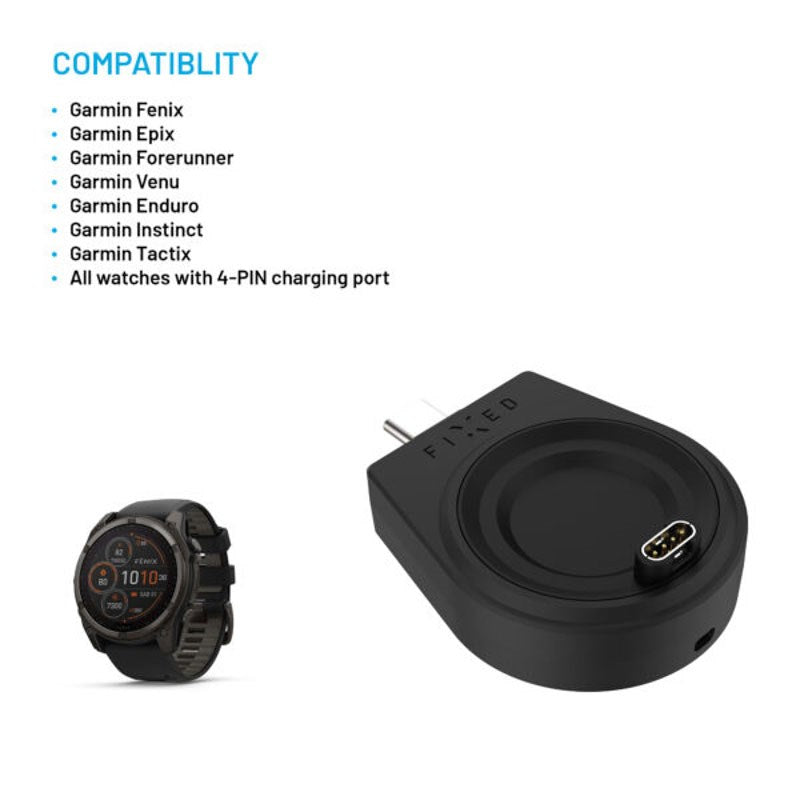 Fixed Wireless USB-C Charger for Garmin Smartwatch – Black