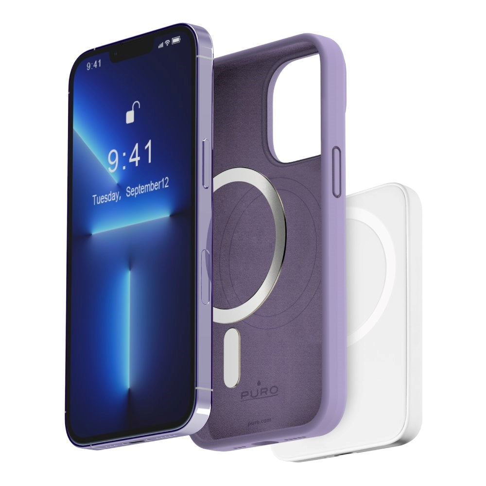 iPhone 14 Pro PURO ICON MAG Silicone Case - MagSafe Compatible - Purple
