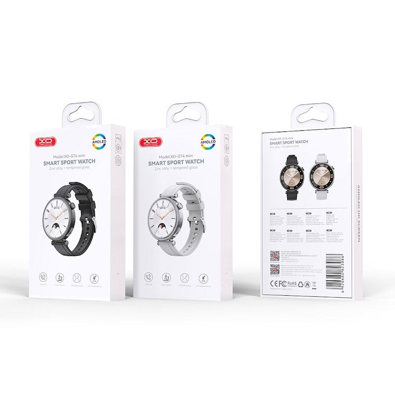 XO GT4 Mini Smartwatch with Interchangeable Watch Faces - Silver
