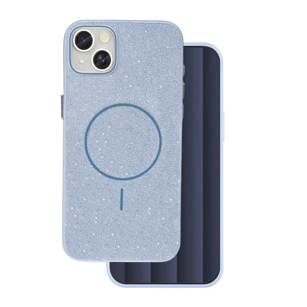 iPhone 15 Glitter Thin Case - MagSafe Compatible - Light Blue