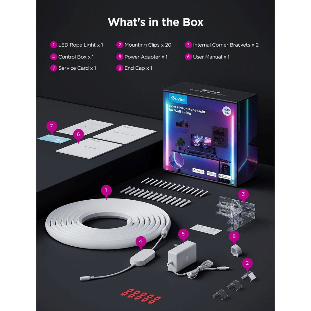 Govee Neon Rope Light for Wall - 5m - White