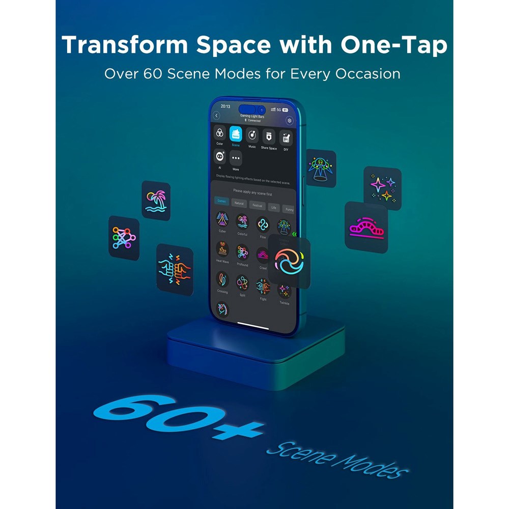 Govee Smart Gaming Light Bars Pro - Three-sided - Transparent / Metal