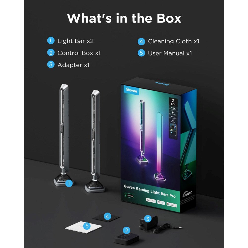 Govee Smart Gaming Light Bars Pro - Three-sided - Transparent / Metal