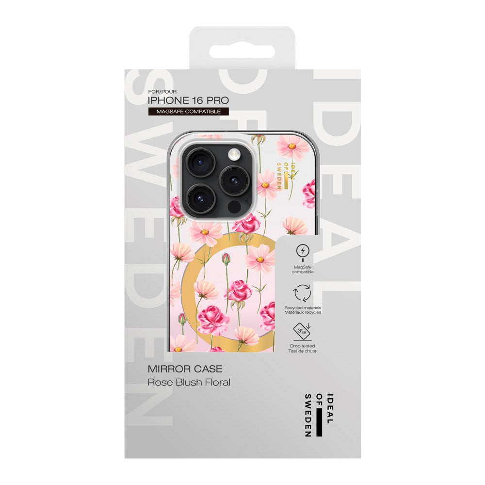 iPhone 16 Pro iDeal Of Sweden Mirror Case - MagSafe Compatible - Rose Blush Floral