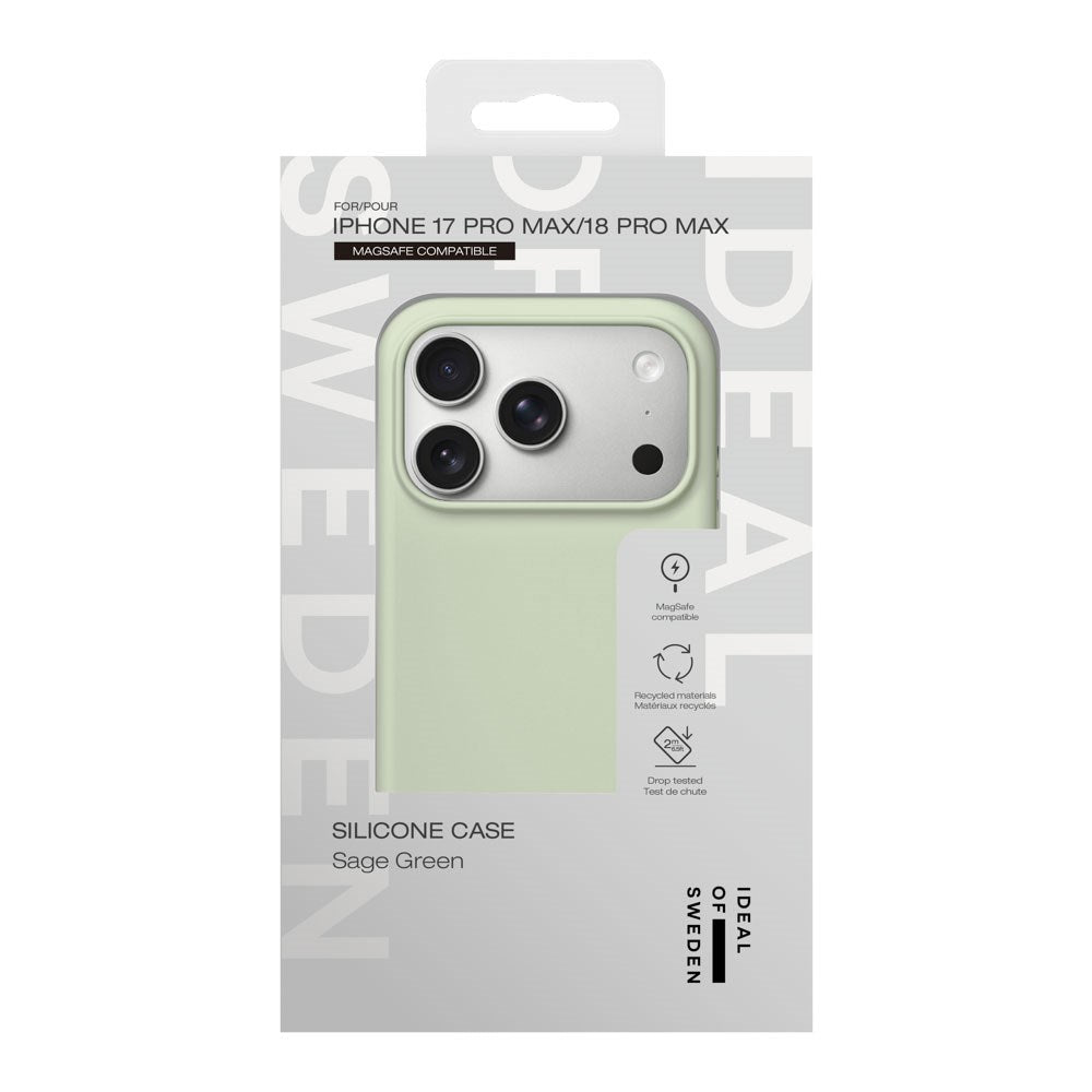 iPhone 18 Pro Max / 17 Pro Max iDeal Of Sweden Silicone Case - MagSafe Compatible - Sage Green