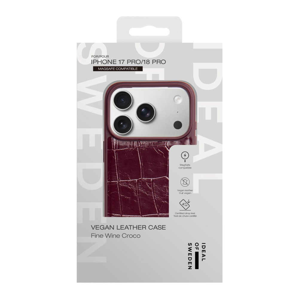 iPhone 18 Pro / 17 Pro iDeal of Sweden Vegan Leather Case - MagSafe Compatible - Fine Wine Croco