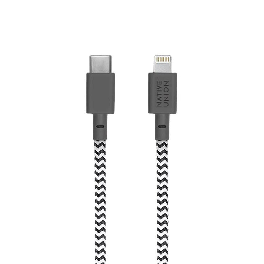 Native Union Night Cable USB-C to Lightning with leather buckle 3 meters - Zebra