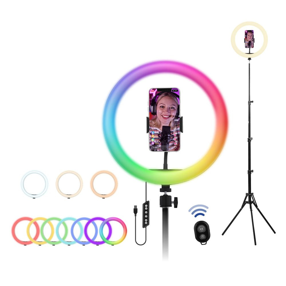 T'NB Influence Pro 12" RGBWW LED Ring Light with Adjustable Tripod for Smartphone - Black
