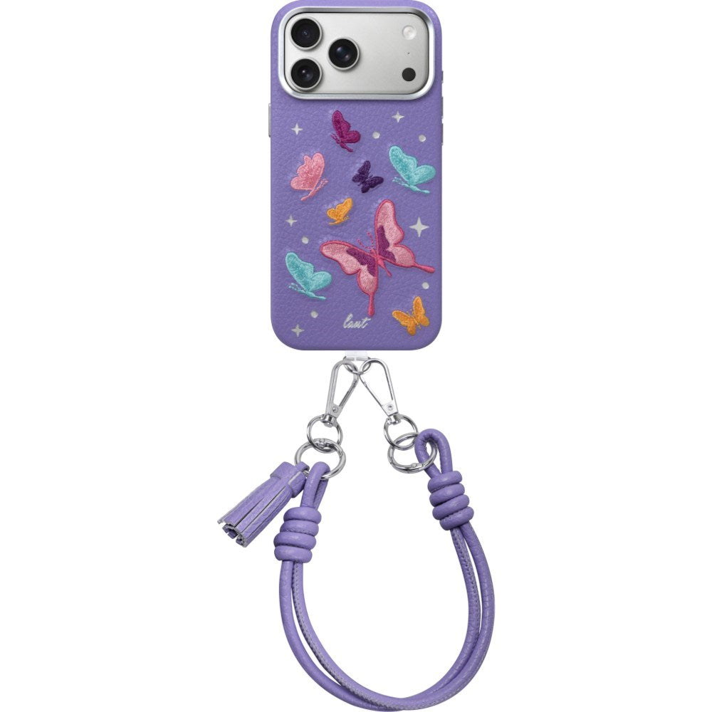 iPhone 18 Pro / 17 Pro LAUT TWINE EDGE Case w. Strap - MagSafe Compatible - Lilac Butterfly
