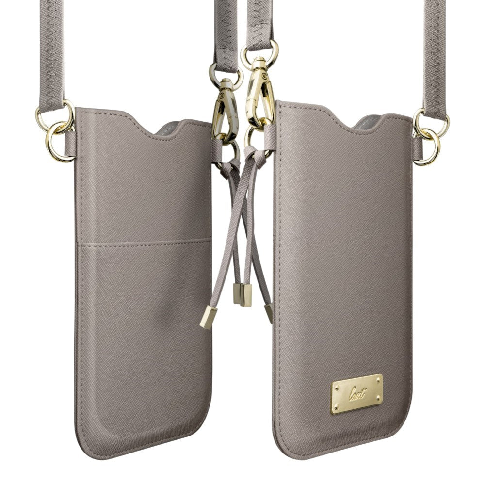 Artificial Leather Crossbody Mobile Phone Case LAUT PRESTIGE - Grey (Max. Phone Size: 6.5")