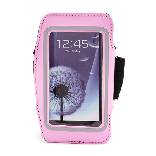 Running Wristband Case with Reflective edge Pink (Max. Phone: 138 x 70 x 9 mm)