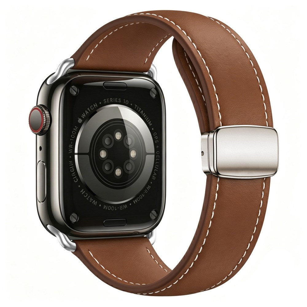 Apple Watch (42/44/45/46/49 mm) Lippa Magnetic Artificial Leather Strap - Brown